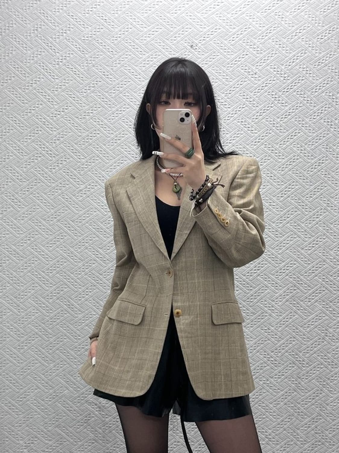 버버리 빈티지 모던캐주얼 울린넨 체크 블레이저 자켓 95 C10980 상품이미지1