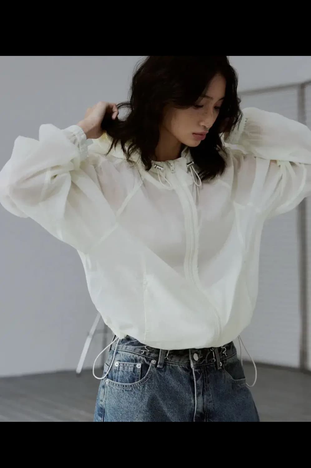 레더리 LEATHERY 퍼커링 시어 윈드 자켓 [CREAM] 상품이미지5