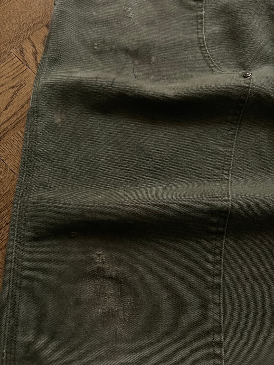 [38]칼하트 USA 더티워싱 모스그린 더블니 워크 팬츠 상품이미지5