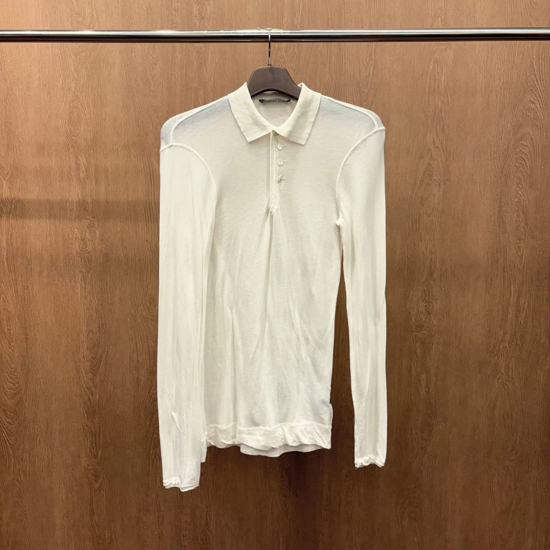 돌체앤가바나 코튼 긴팔 PK 티셔츠 슬림 라인 버튼 커프스 디테일 화이트 상품이미지2