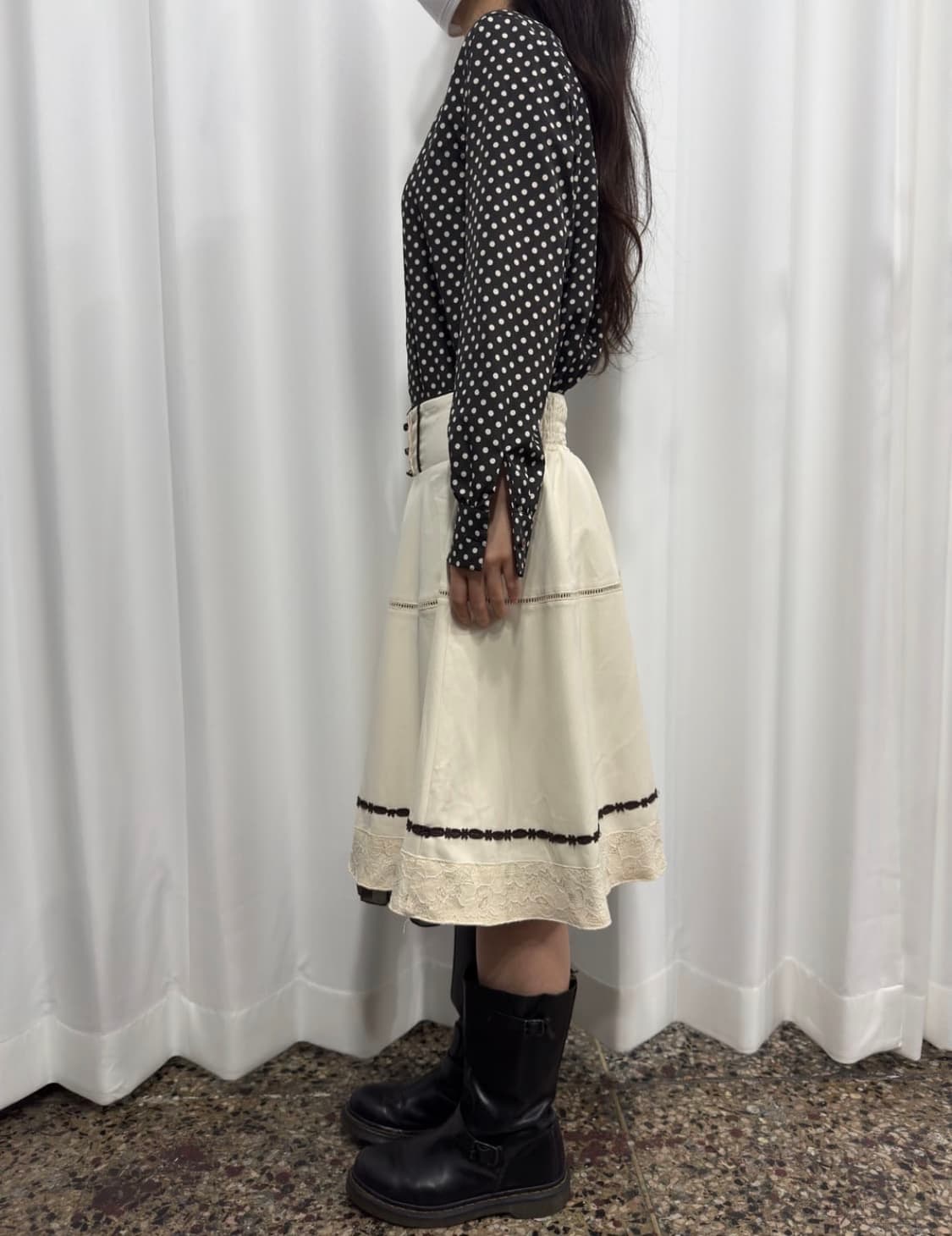 comme ca lsm 브라운 도트 셔츠 상품이미지2