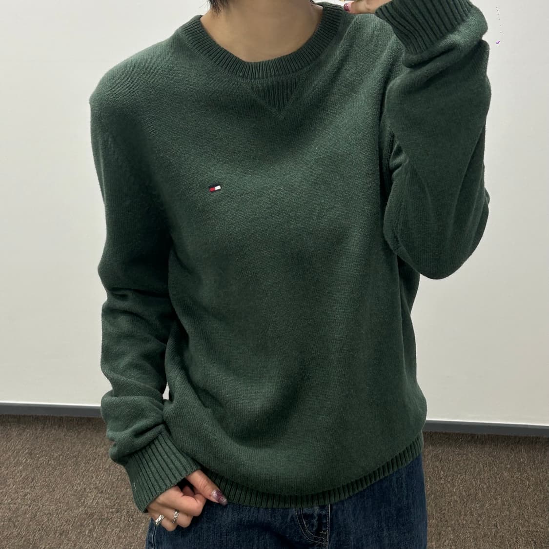 Tommy hilfiger 타미힐피거 스몰로고 카키니트 상품이미지1