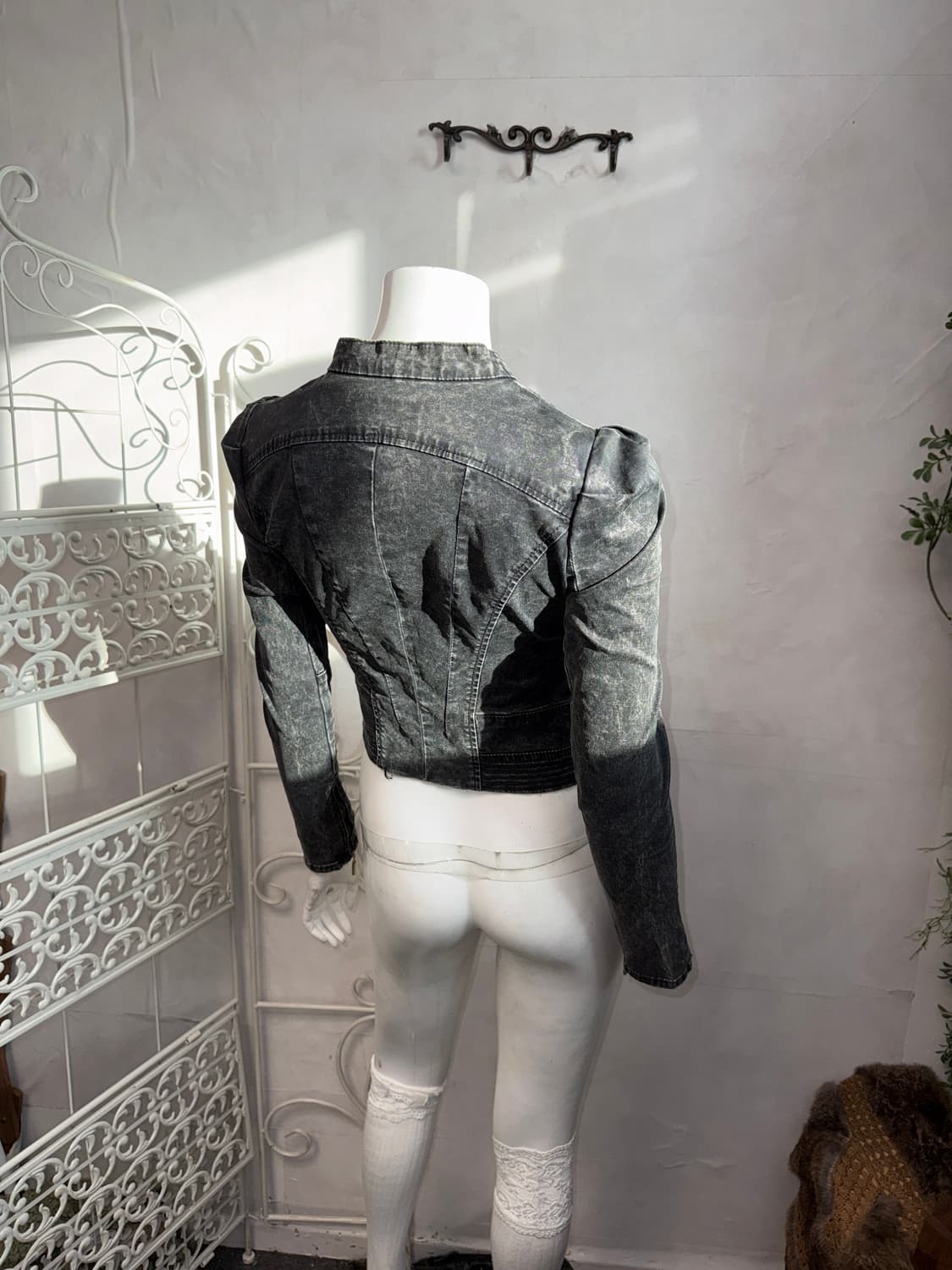 SISLEY black denim line zipper biker jk 상품이미지7