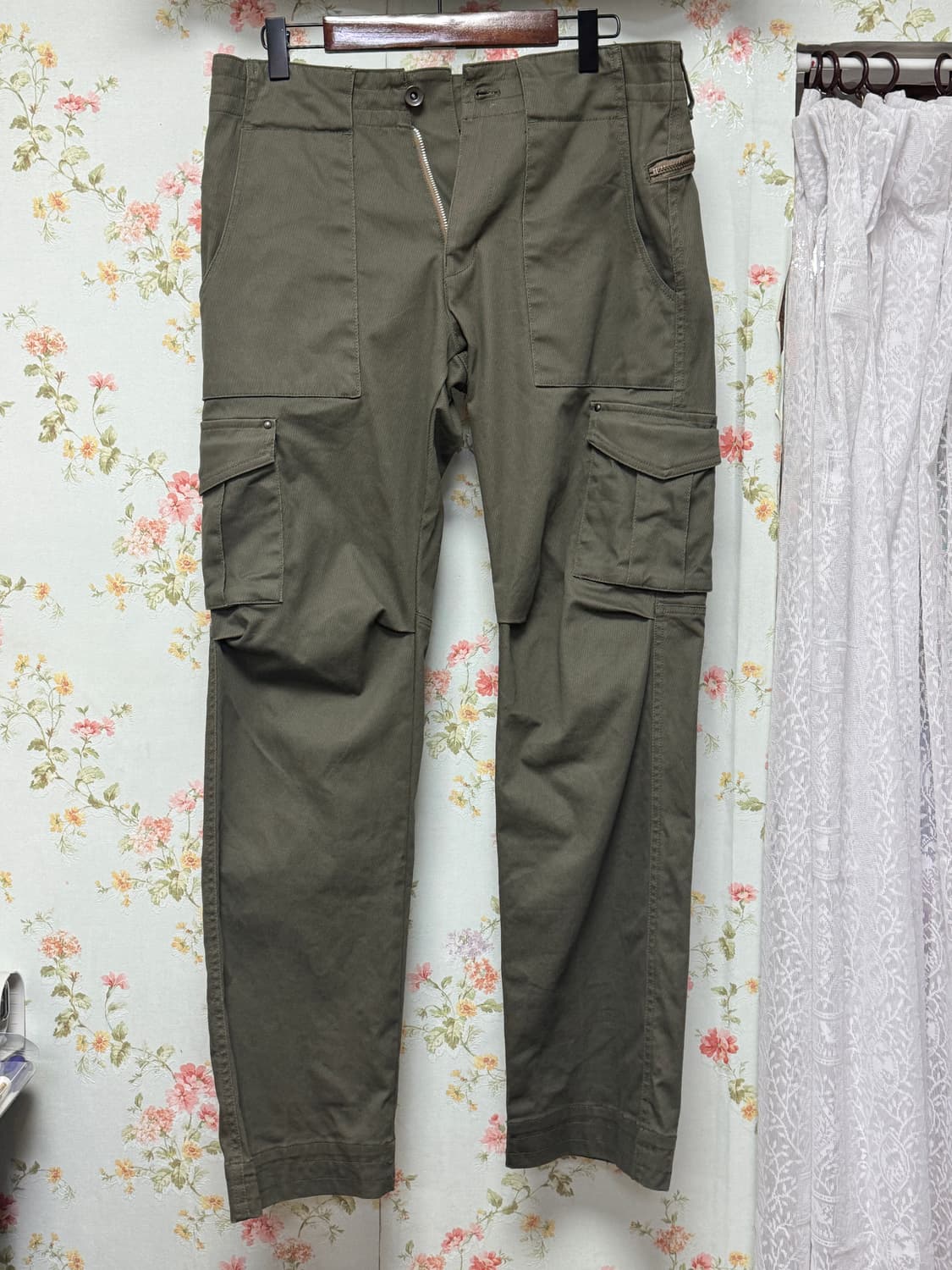 카키 절개 포켓 카고팬츠 상품이미지1