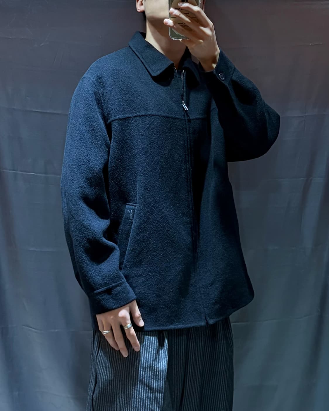 XL YSL 입생로랑 포켓 심볼로고 체크카라 울 싱글코트 상품이미지1