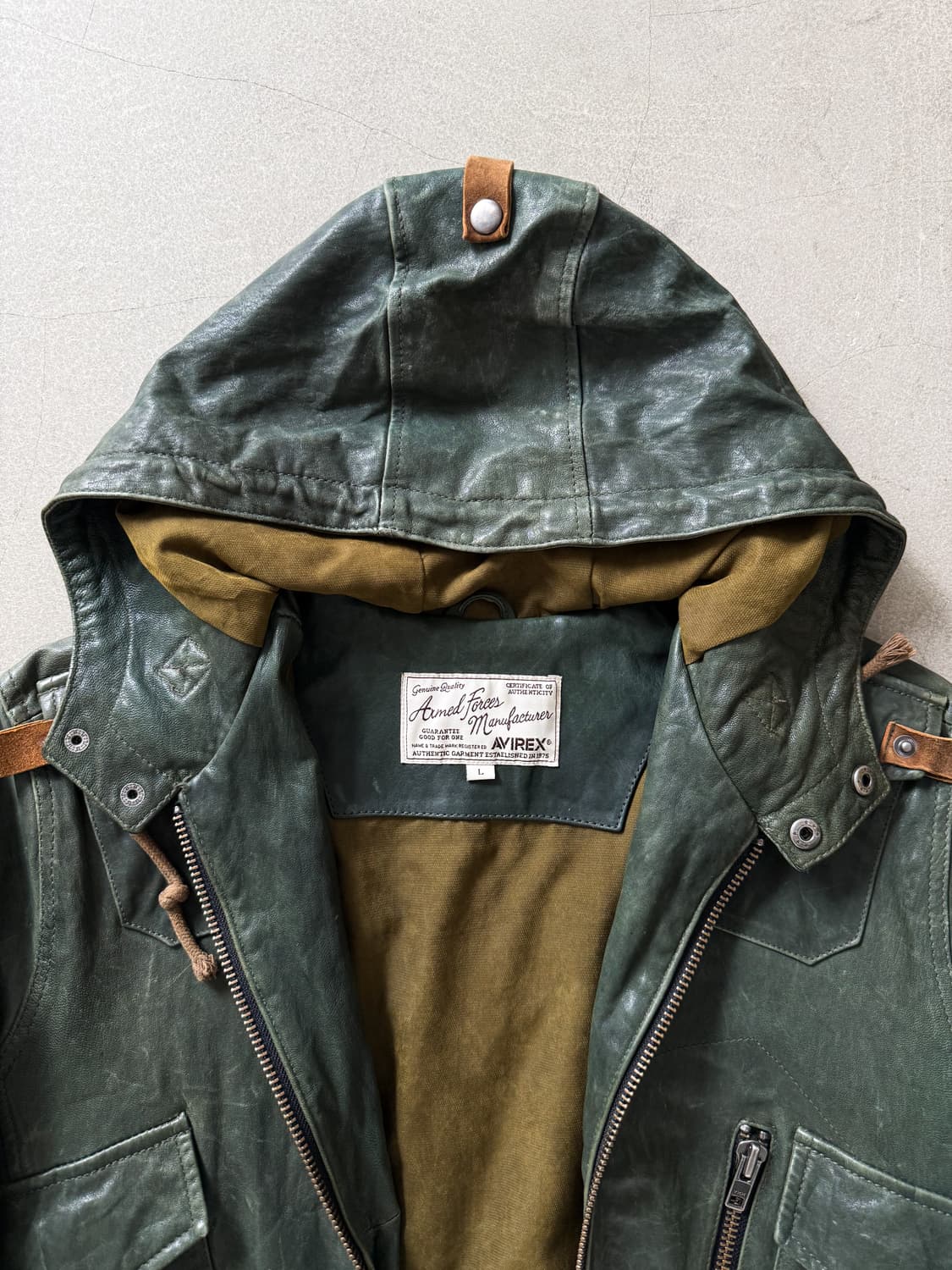 Avirex Cowhide Leather Hooded Jacket 상품이미지9