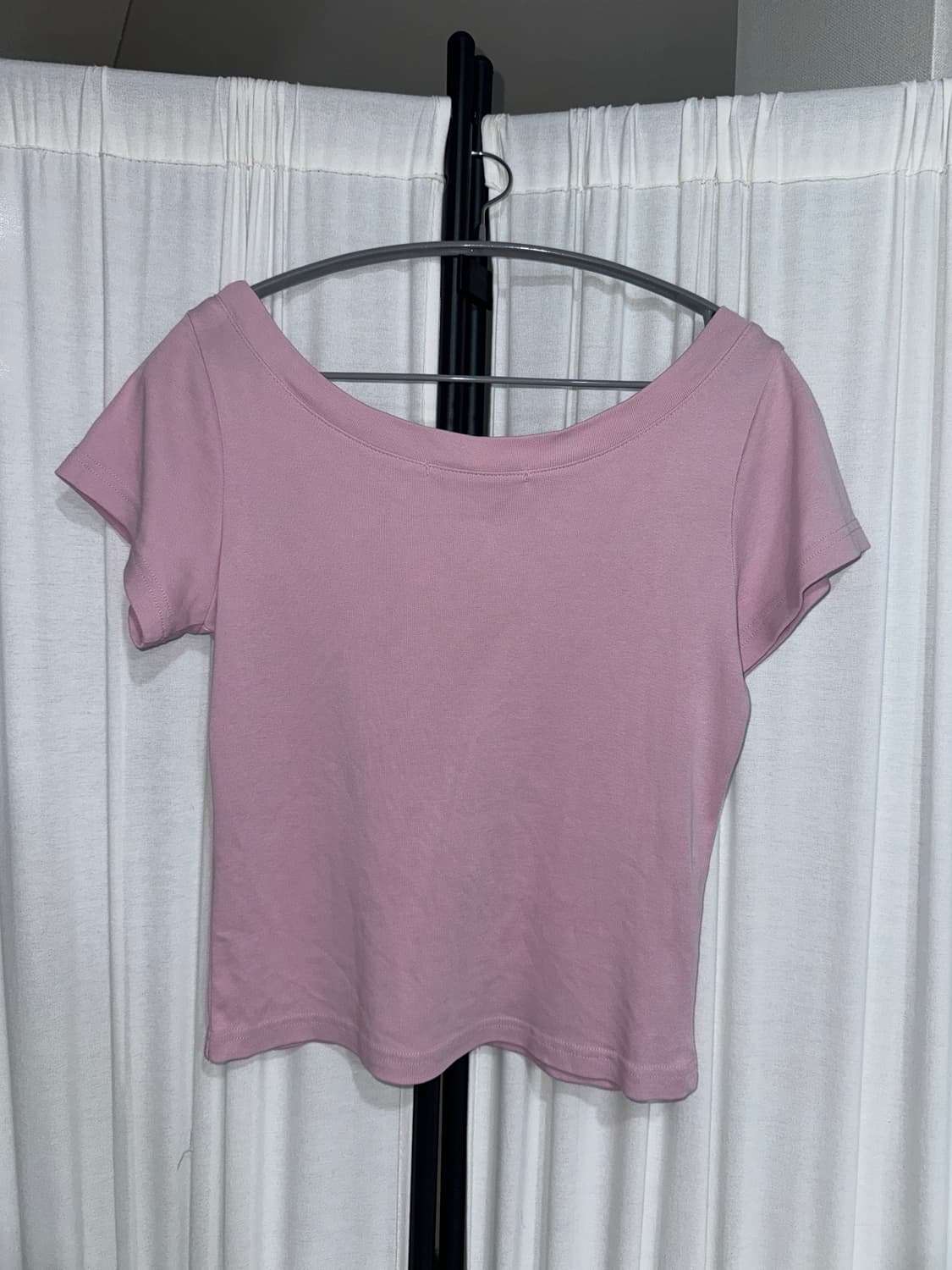 셋업이엑스이 반팔 BABY WIDE NECK TOP / PINK 상품이미지3
