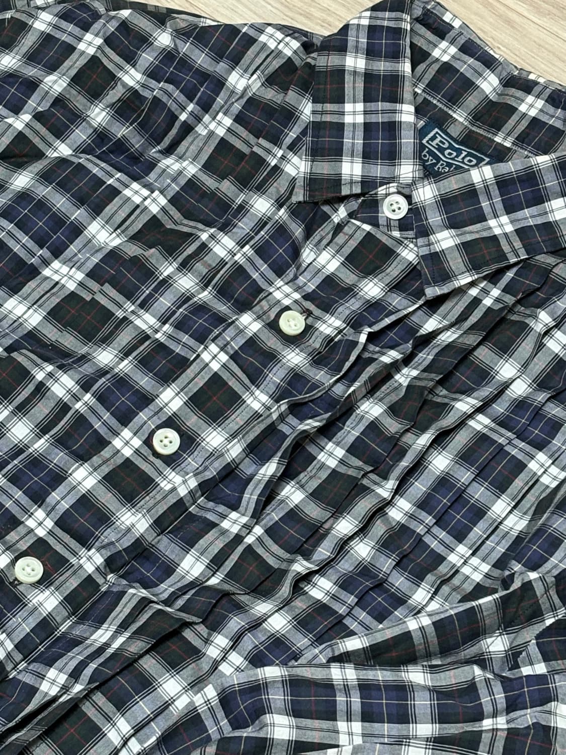 폴로 핀턱 체크셔츠 상품이미지1