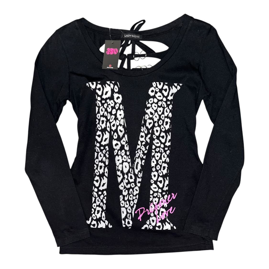 LAZY DAISY 레이지데이지 호피프린팅 백그런지링 긴팔티 갸루y2k 상품이미지1