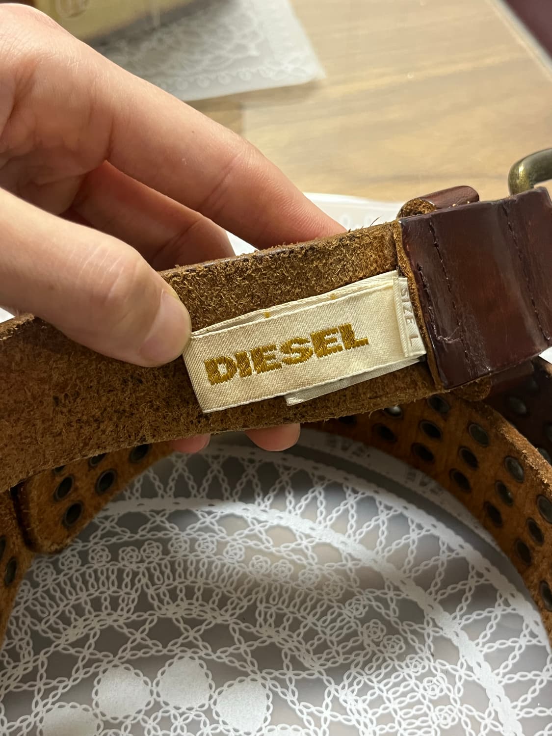 디젤 빈티지 가죽 벨트 브라운 상품이미지2