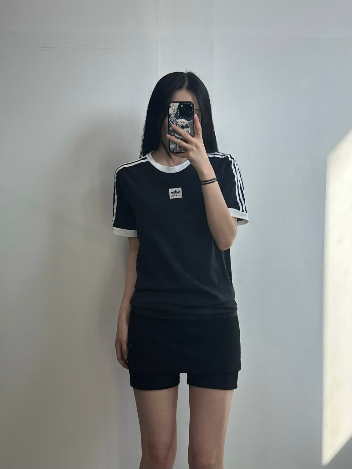 아디다스 센터로고 블랙 반팔 링거 티셔츠 상품이미지1
