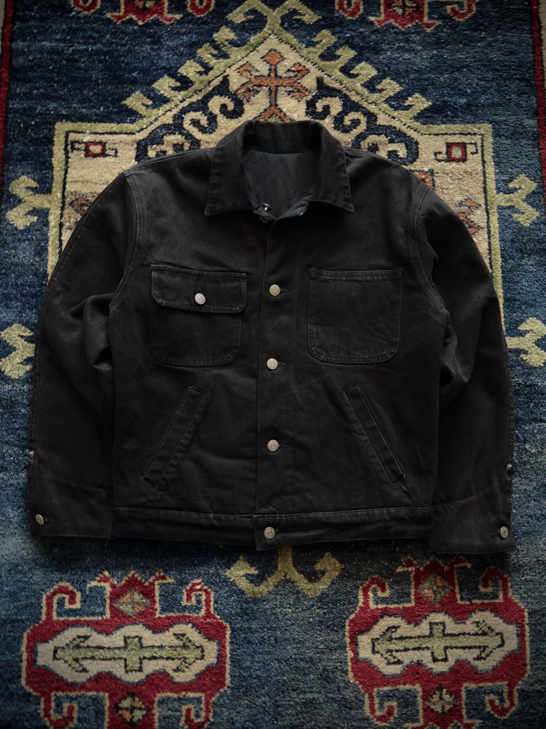 Rare 80s 90s 폴로 랄프로렌 리버시블 올블랙 덩가리 데님 자켓 상품이미지1