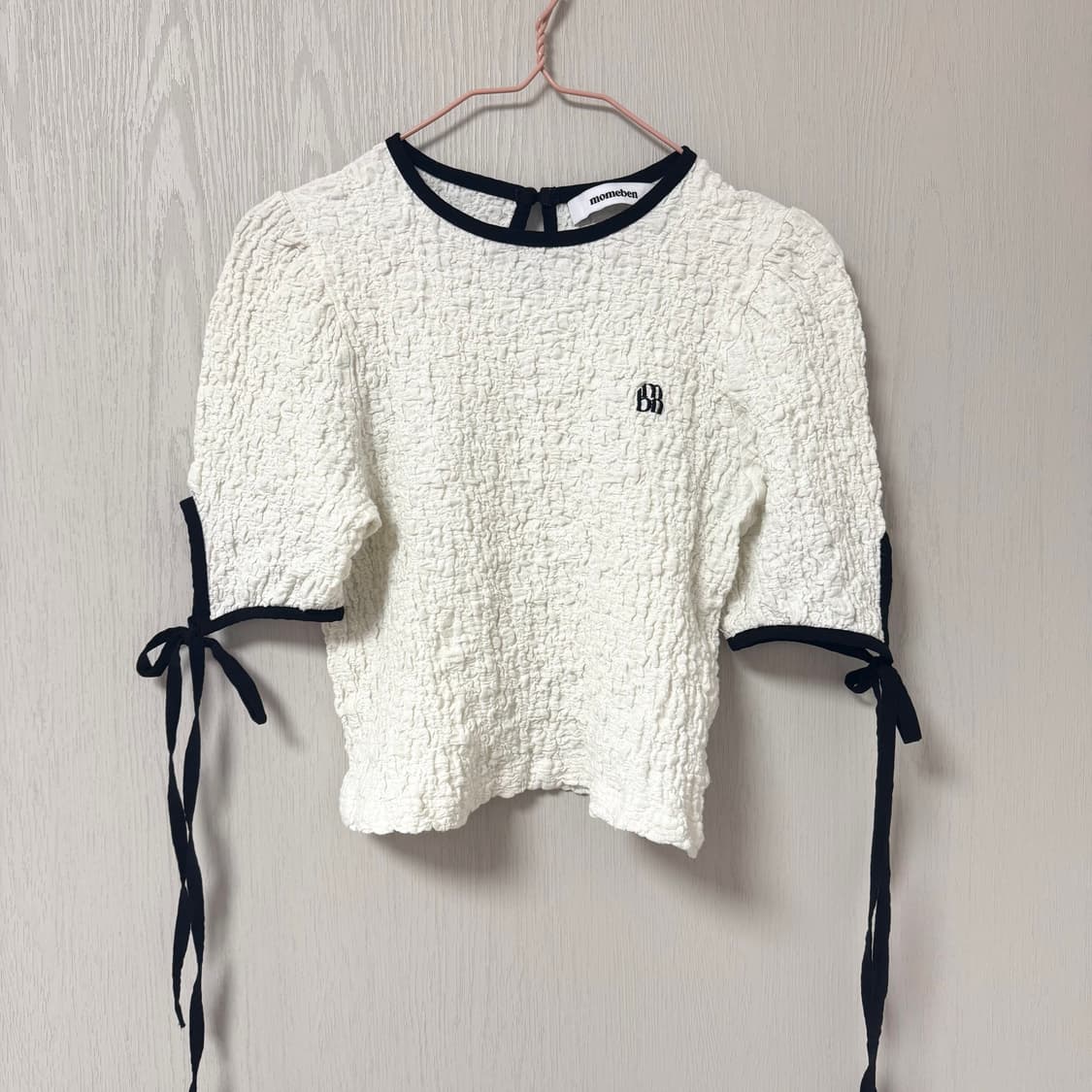 모메벤 크링클 리본 반팔 상품이미지1