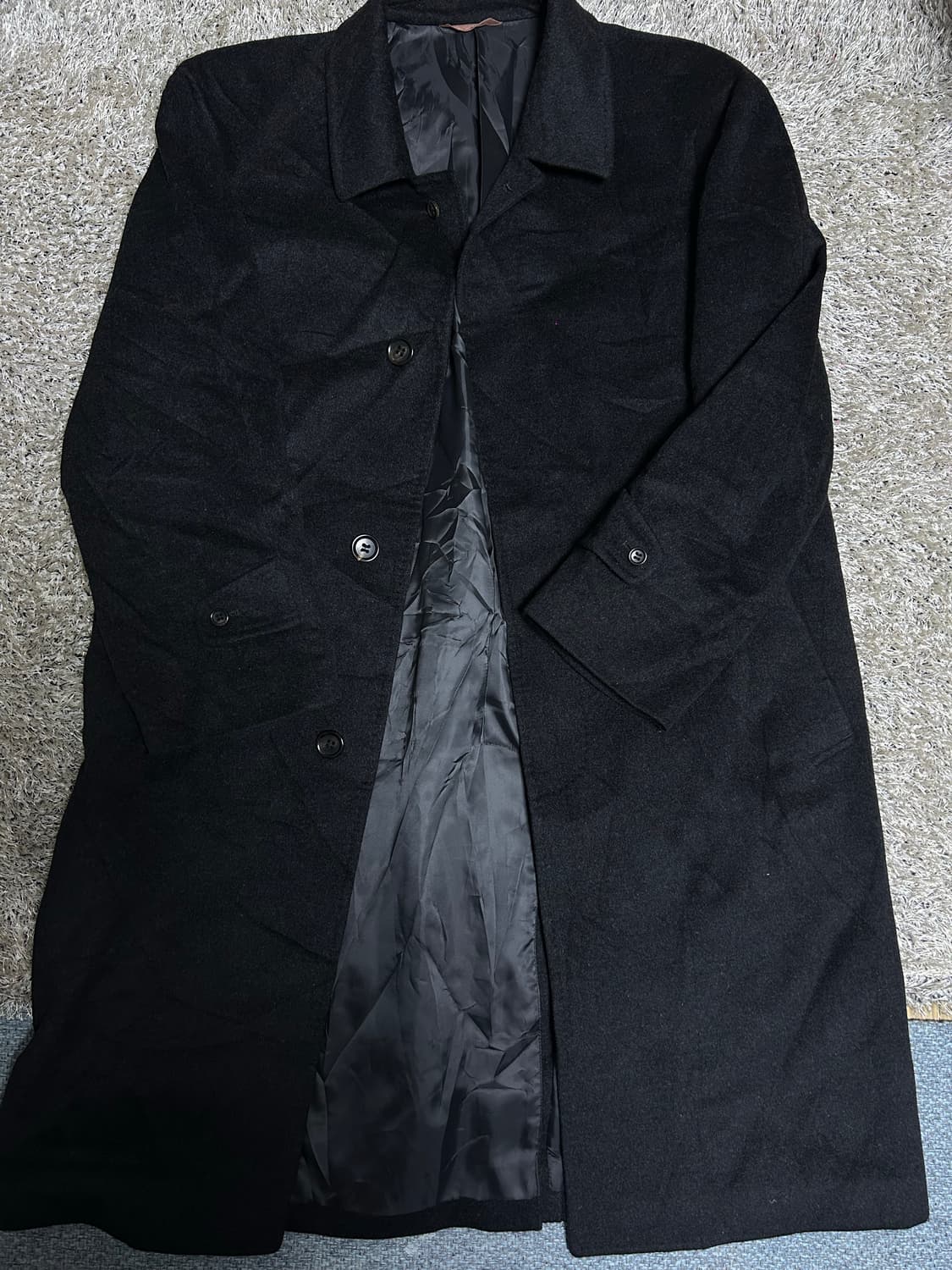 일본판 캐시미어100프로 검정색 코트 사이즈 105~110 상품이미지3