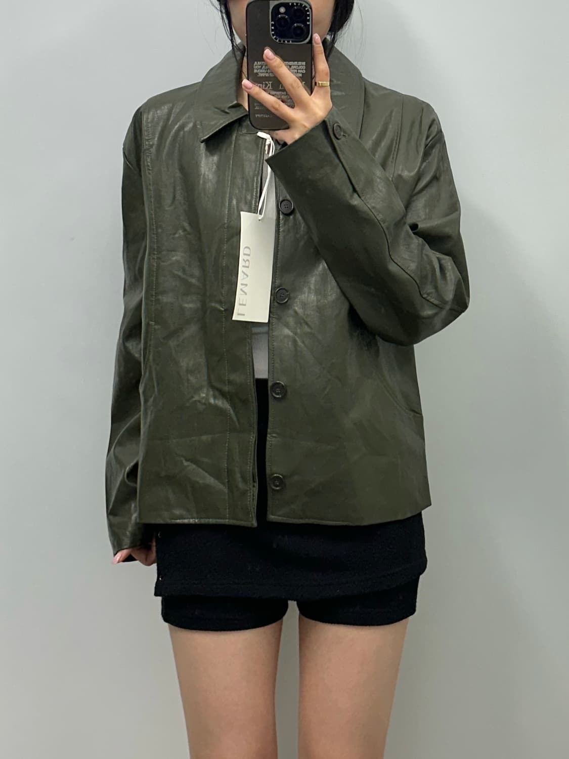 르마드 미니멀 말차 비건레더 자켓 상품이미지2