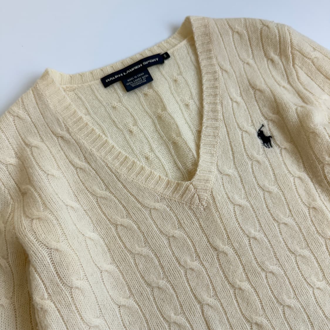 Polo  폴로 랄프로렌 우먼스 램스울 크림 화이트 케이블 니트  상품이미지3