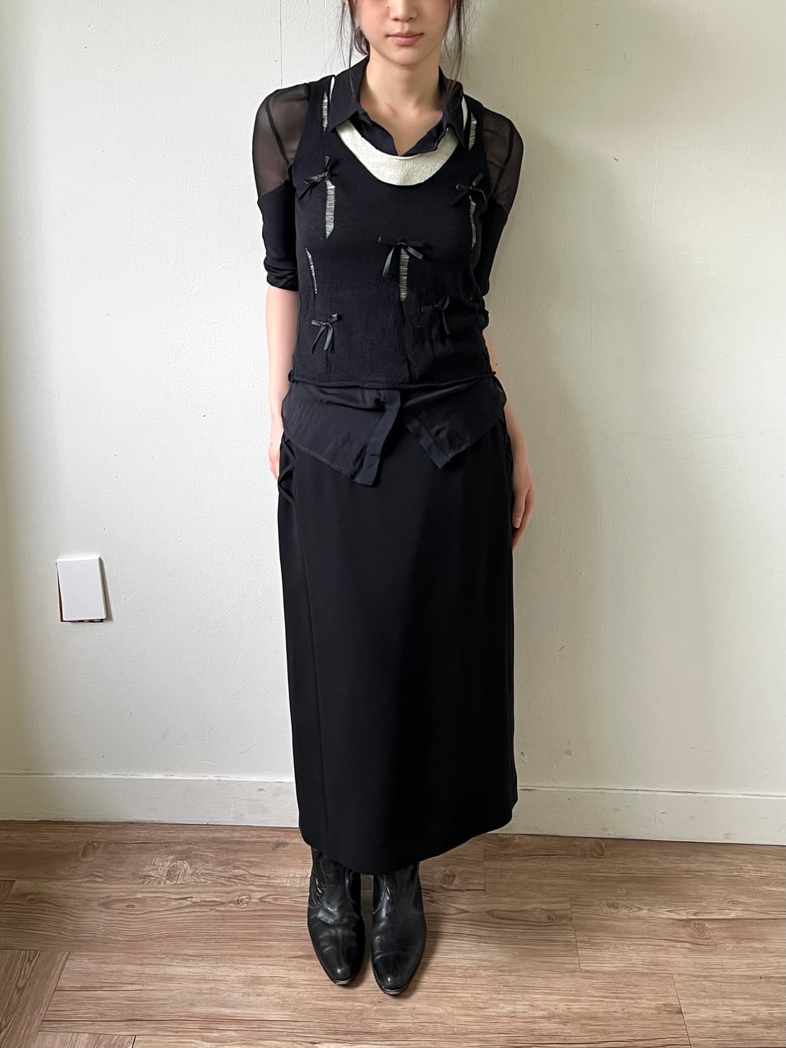 Japan vtg 블랙 코르셋 스커트 상품이미지8