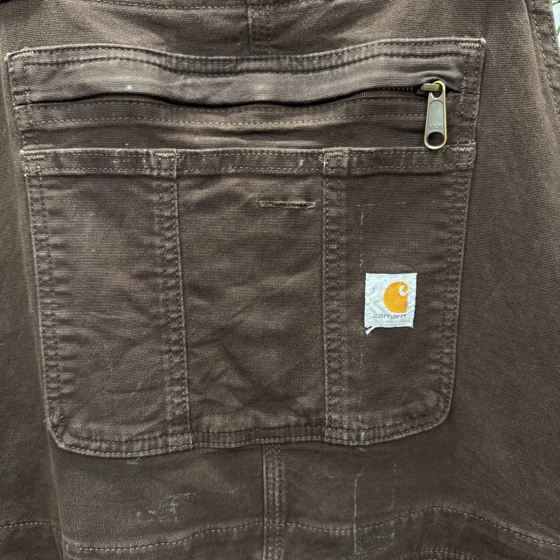 칼하트 오리지널 워크웨어 오버롤 멜빵 더블니 포인트 다크브라운 상품이미지6