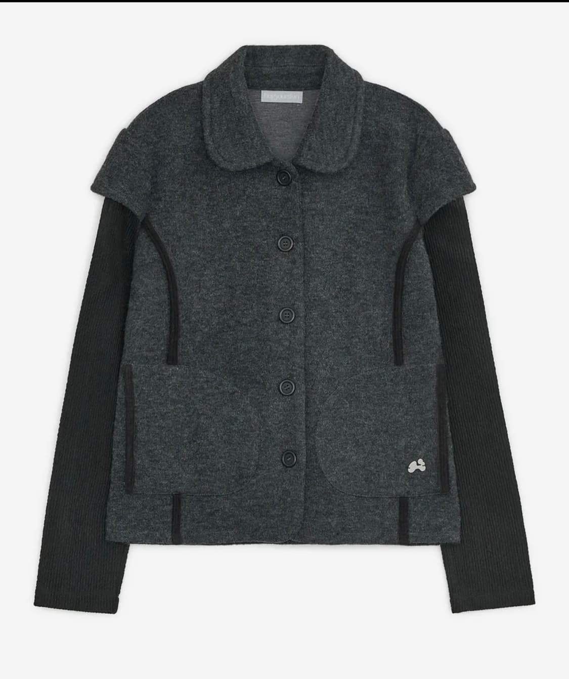 라운드 카라 니트 자켓 (차콜) 상품이미지1