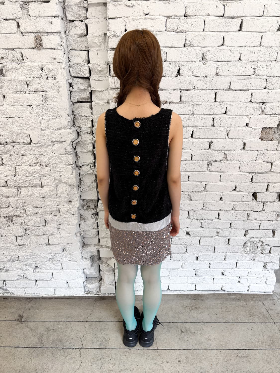 빈티지 헤어리 메탈릭얀 스팽글 미니 드레스 상품이미지3