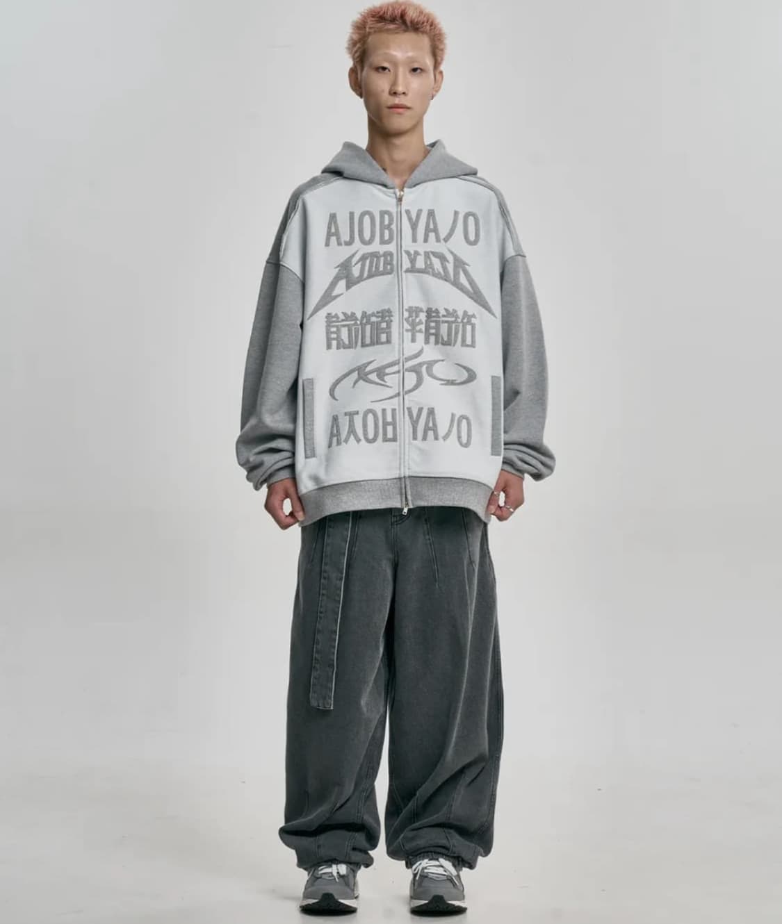 아조바이아조 로고 후드집업 그레이 엑라 상품이미지2