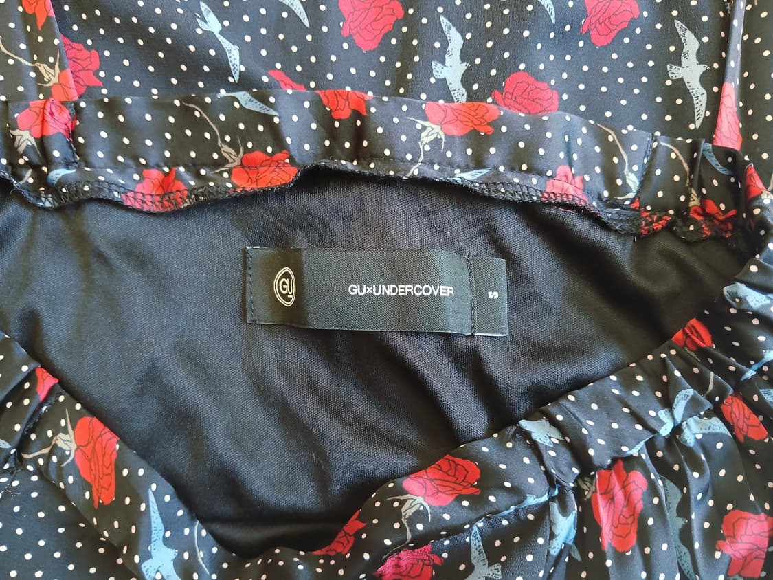 GU×UNDERCOVER 로즈 버드 플리츠 롱스커트 S 상품이미지4