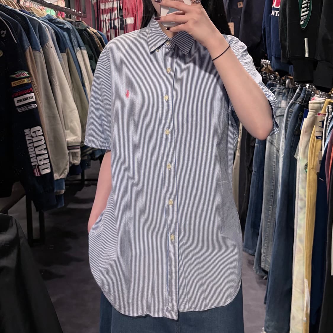 [IM] 폴로랄프로렌 시어서커 반팔 셔츠 블루 스트라이프 상품이미지2