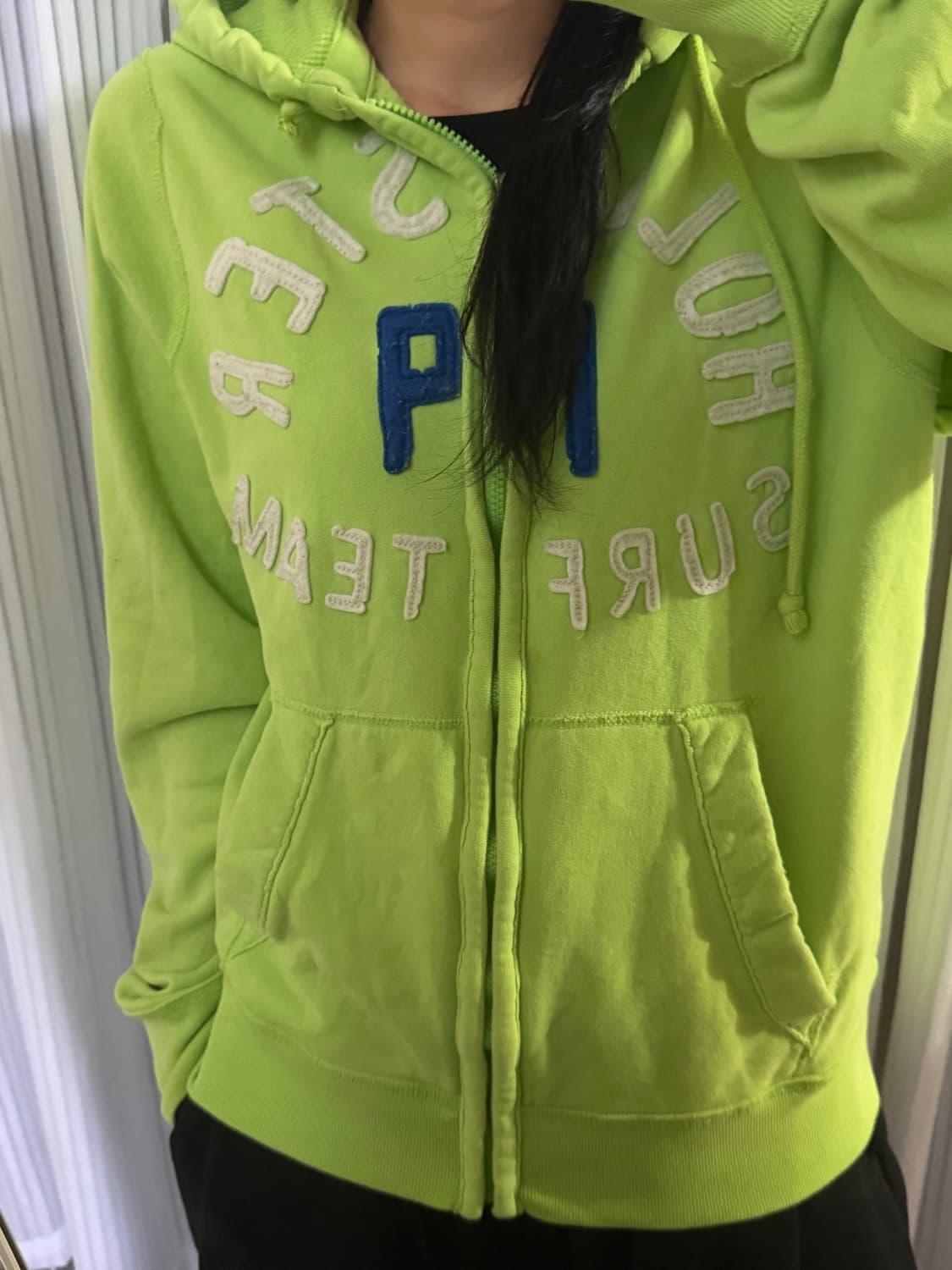 홀리스터 라임색 후드집업 L 상품이미지1