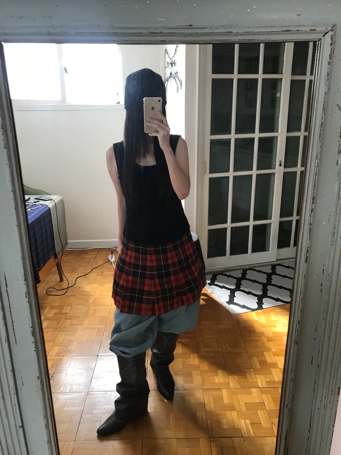 vintage check pleats one-piece 상품이미지7