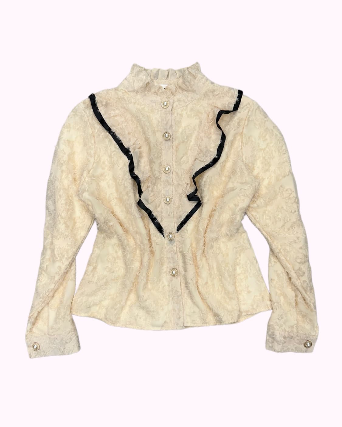 flower fur pattern ruffle blouse 상품이미지1