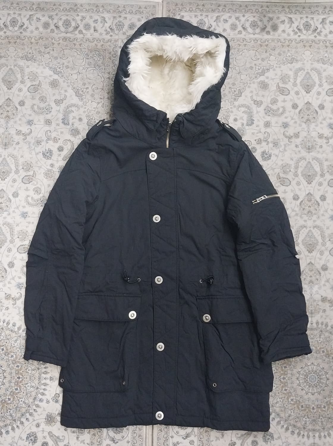 아디다스 올드스쿨  후드 퍼 안감 패딩 90 상품이미지1