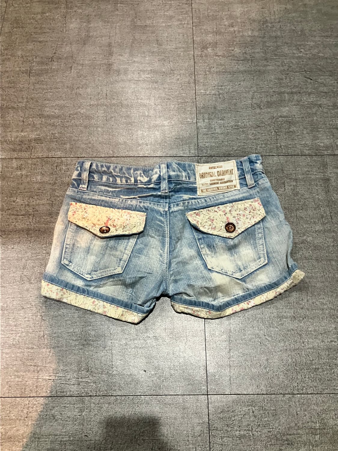 일본빈티지 Garment 핀터깔y2k 히메갸루펑크 페어리플라워 데님반바지 상품이미지1