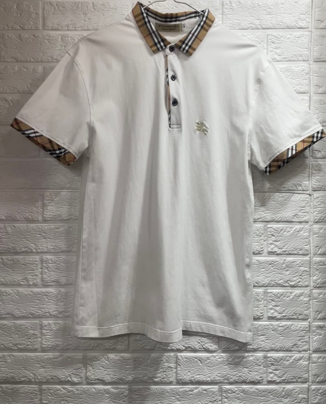 Burberry 버버리 체크카라 화이트 반팔 카라티 버버리 폴로티 상품이미지2