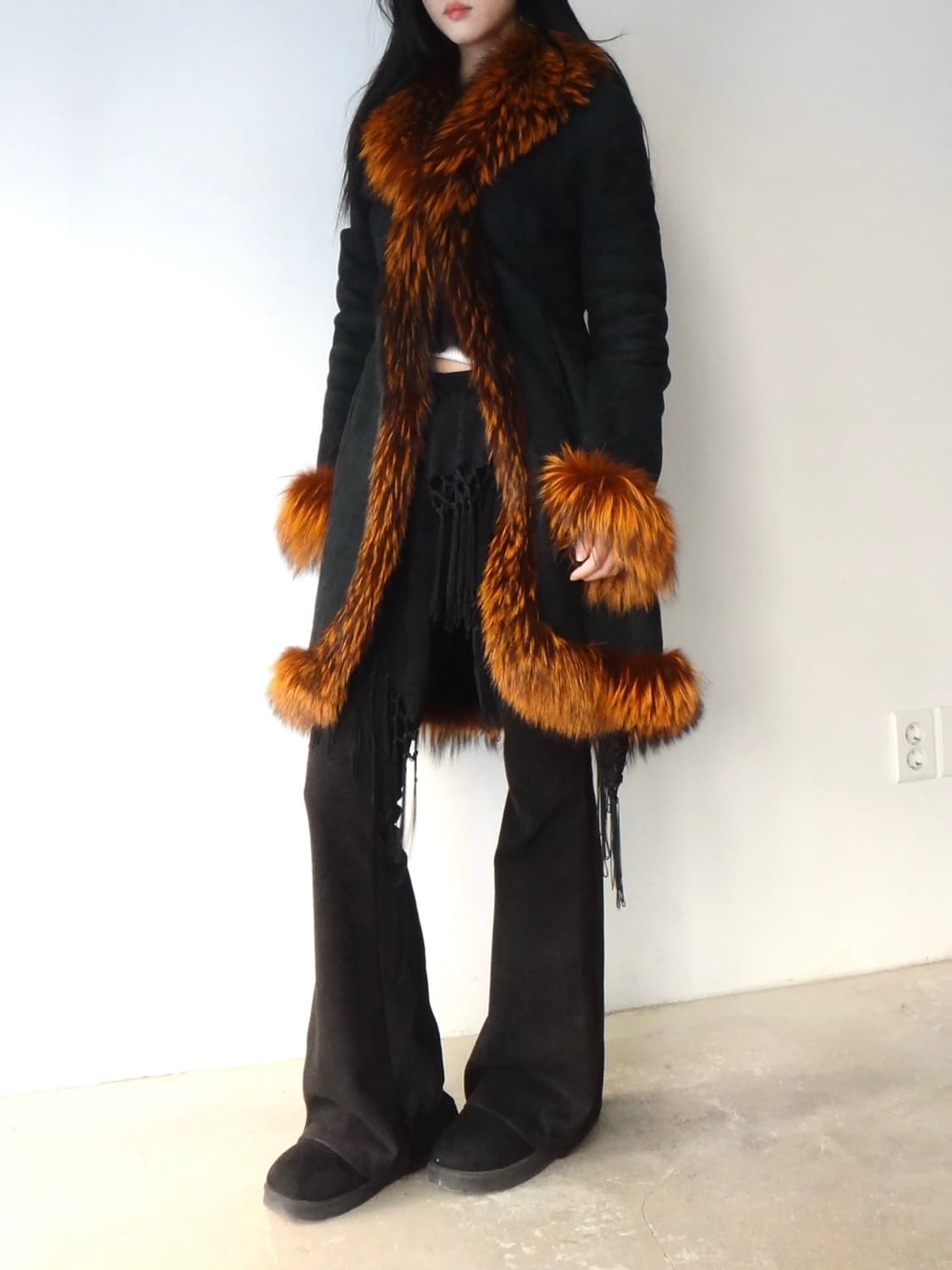 Dark fox fur mustang jacket / black 상품이미지6