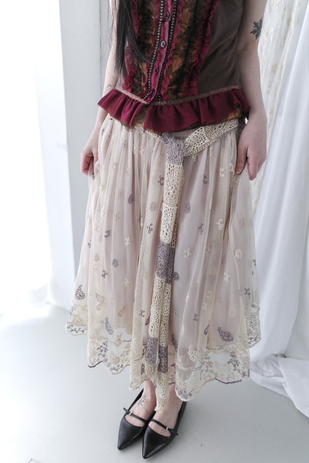 sequin embroidery sha skirt  상품이미지6