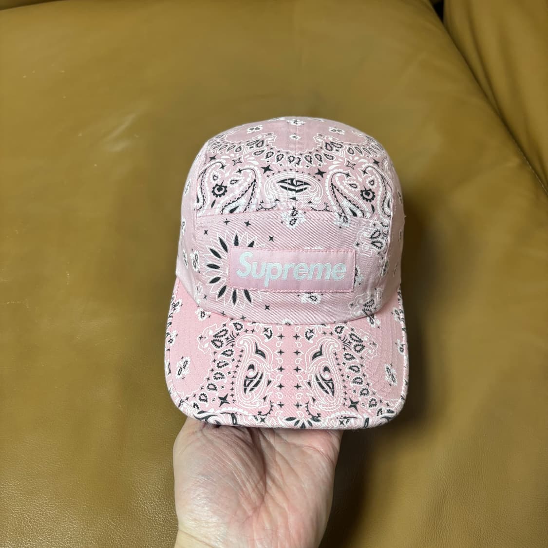 슈프림 캠프캡 모자 박스로고 21ss 반다나 핑크 상품이미지3