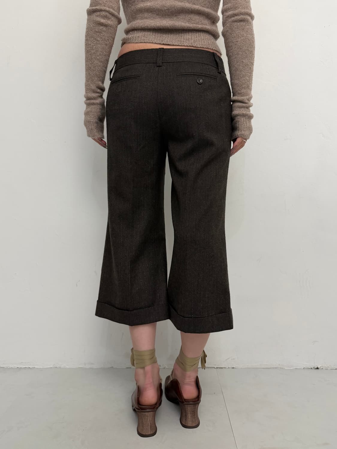 브라운 롤업 7부 바지 상품이미지3