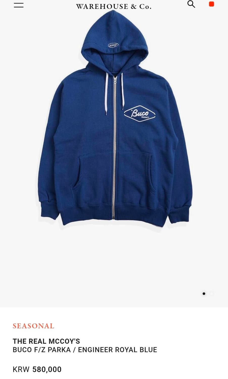 리얼맥코이 후드집업 상품이미지1