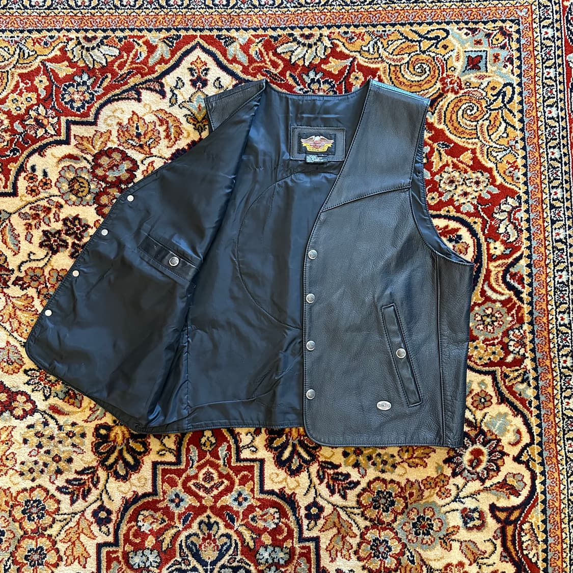 90s 할리데이비슨 "Flaming Eagle" 리얼 레더 베스트 상품이미지6
