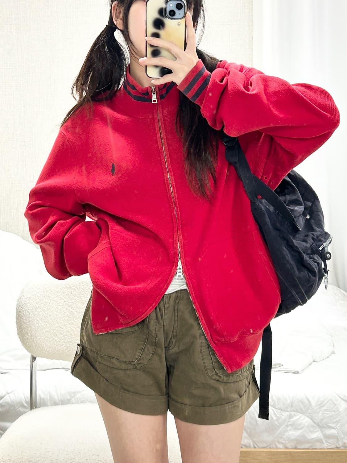 폴로 투웨이 레드 니트집업 상품이미지5