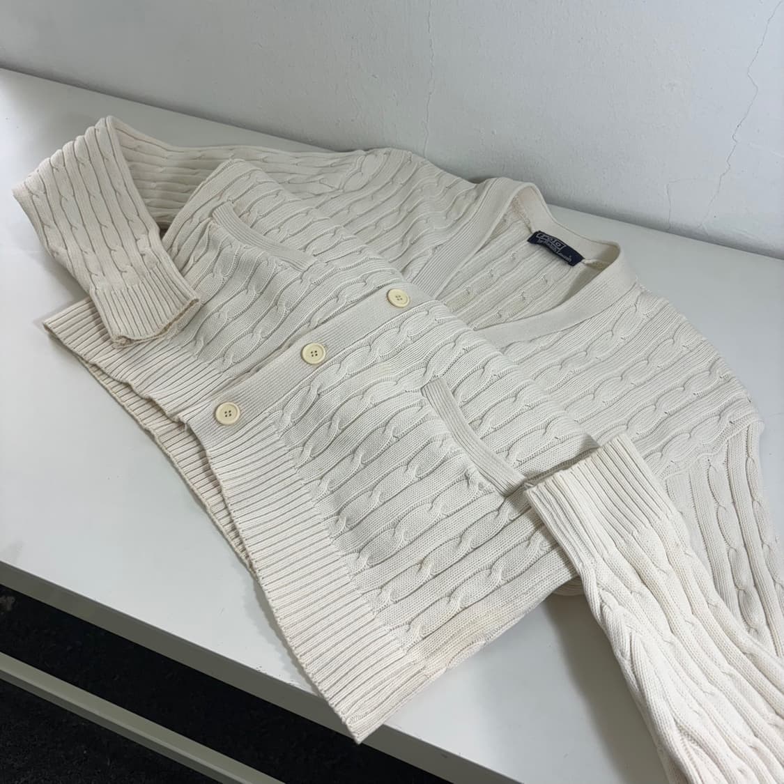 L 105 폴로랄프로렌 라이트크림 꽈베기 면니트가디건 상품이미지4