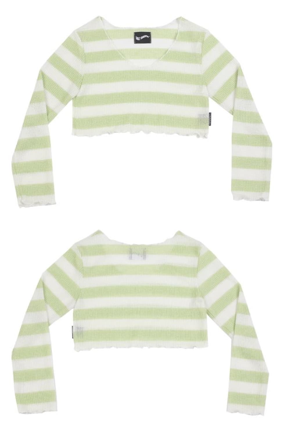 어글리쉐도우 니트 크롭 탑 그린 (y2k 빈티지 긴팔티셔츠 그런지 상품이미지2