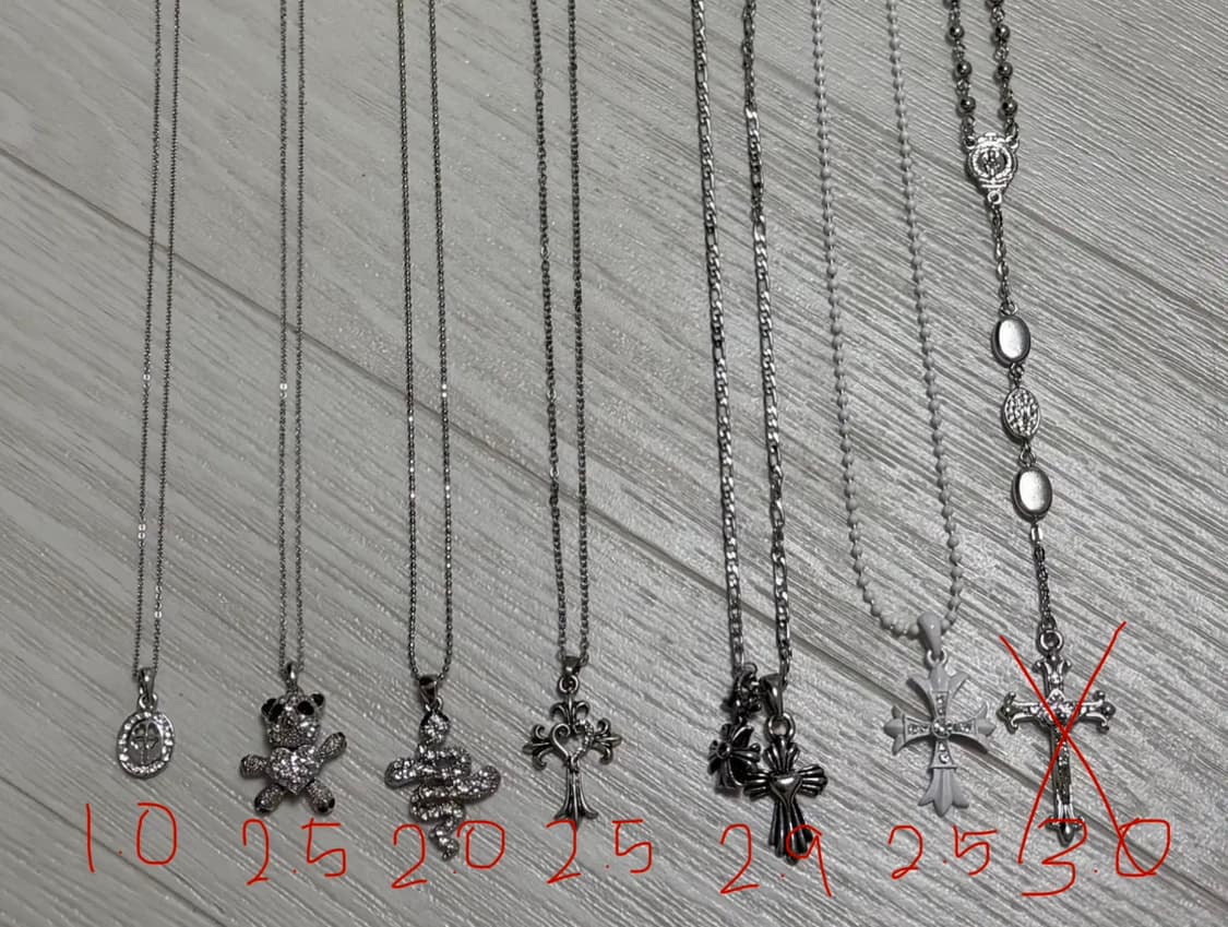 올1.5 빈티지 크롬깔 뱀 판다 동물 네잎클로버 십자가 큐빅 목걸이 상품이미지1