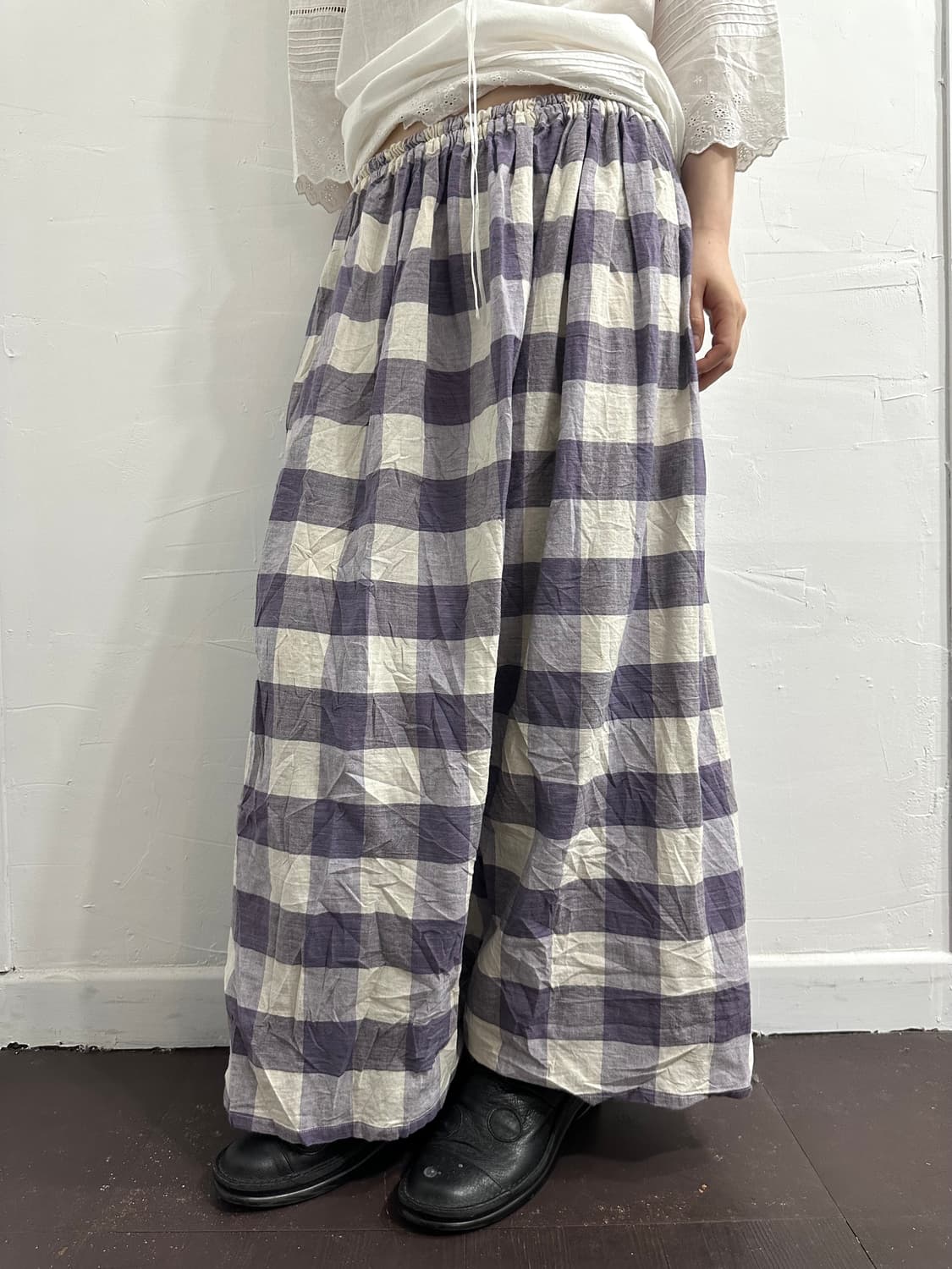 purple check pants 상품이미지1