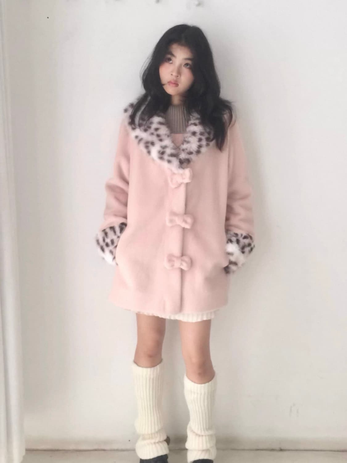 sicastra 핑크 호피 코트 히메갸루 로걀 갸루 레오파드 리즈리사깔 상품이미지1