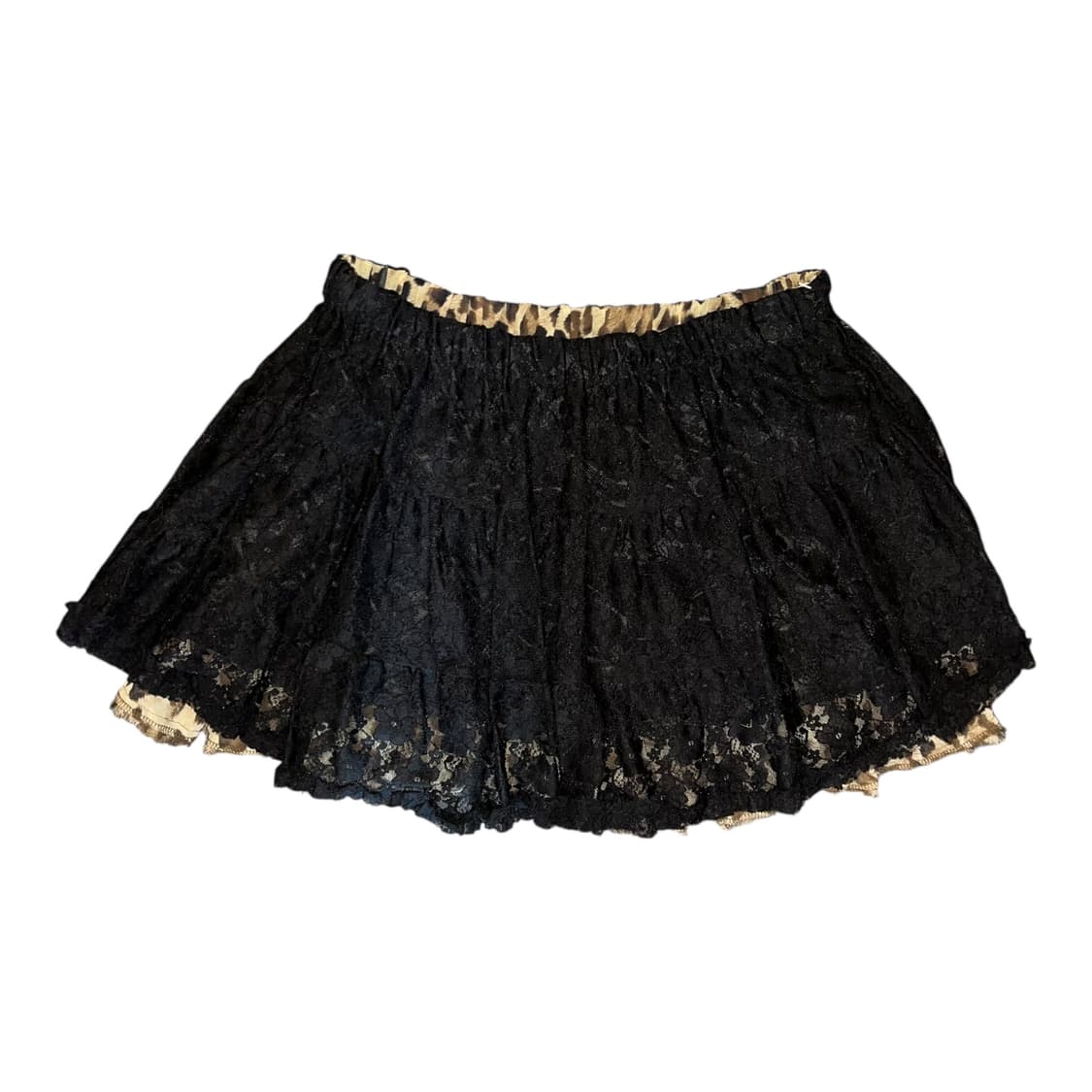 리버시블 호피 레이스 밴딩 캉캉 스커트 갸루y2k키치 상품이미지1