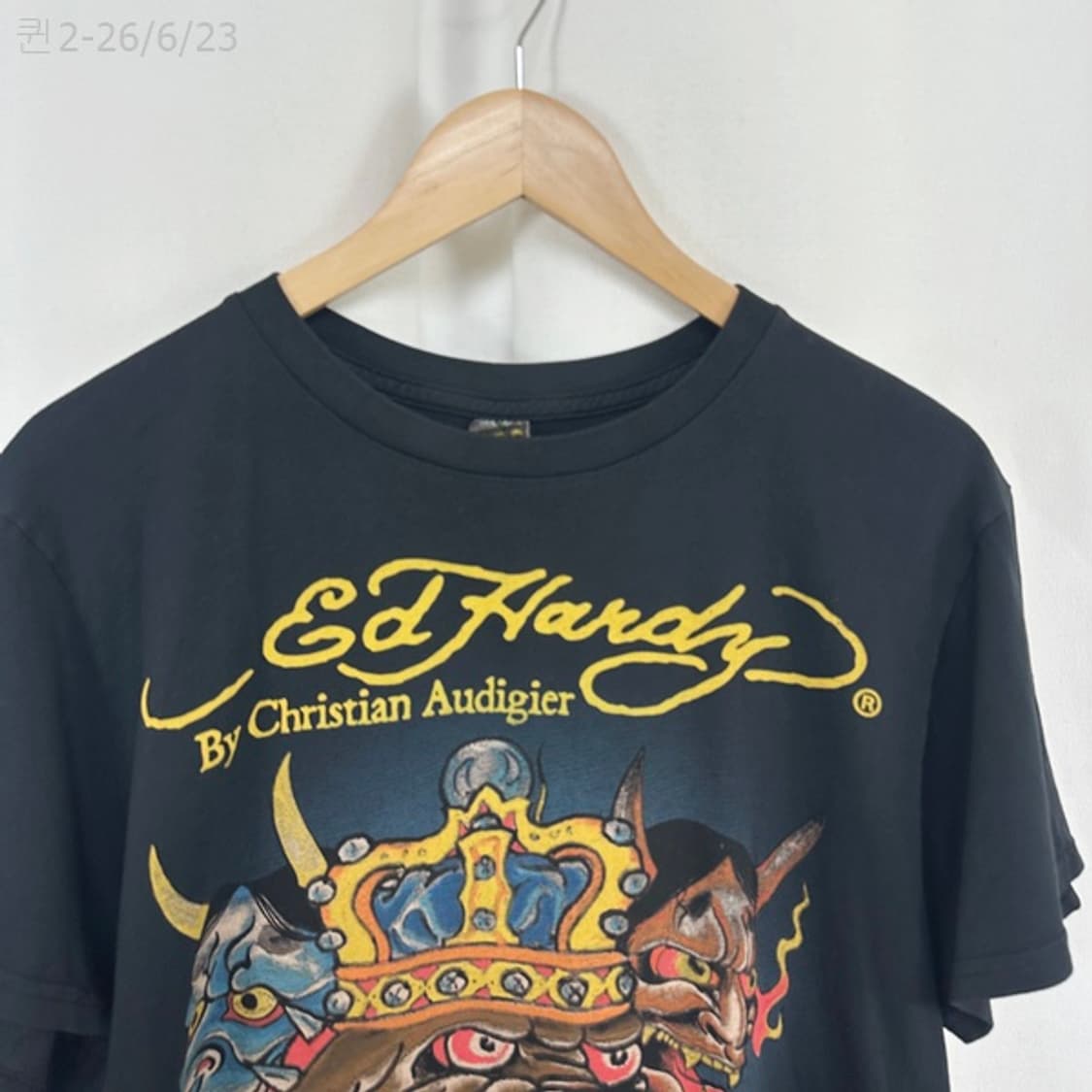 EDHARDY 에드하디 남자 스판 반팔티 검정 XXL  상품이미지2