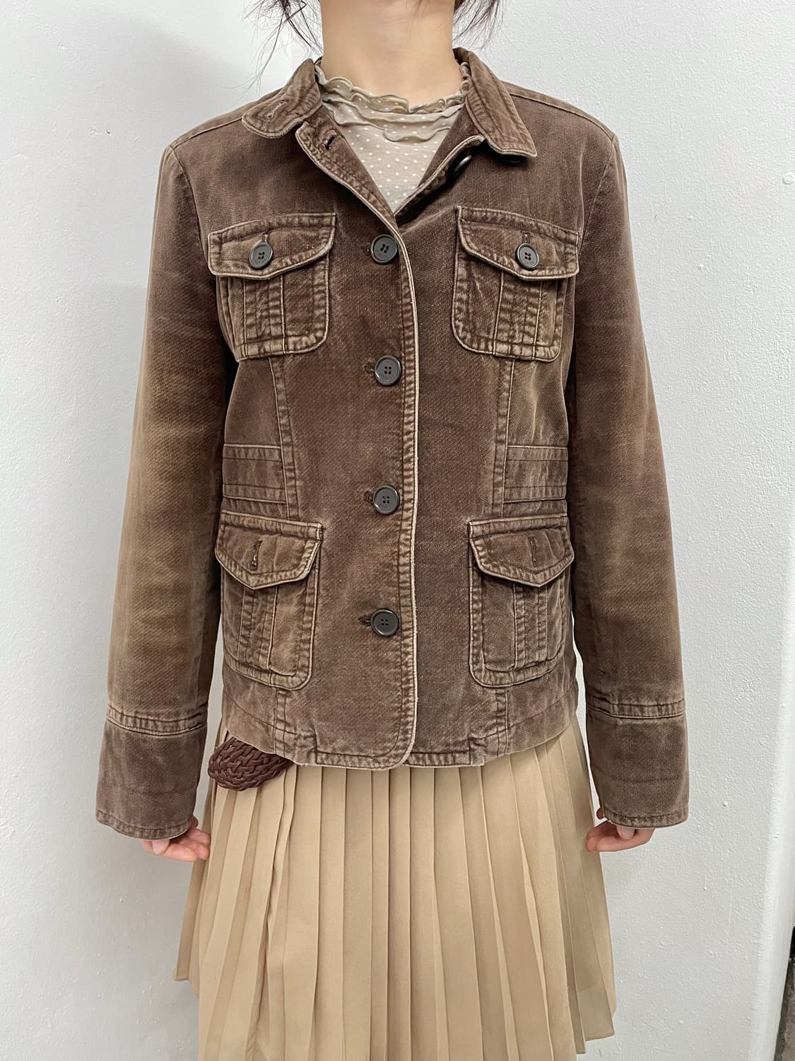 브라운 너드모리 버튼 자켓  상품이미지2