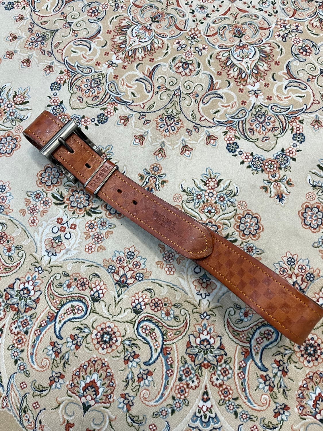 디젤 체크 패턴 벨트 상품이미지1