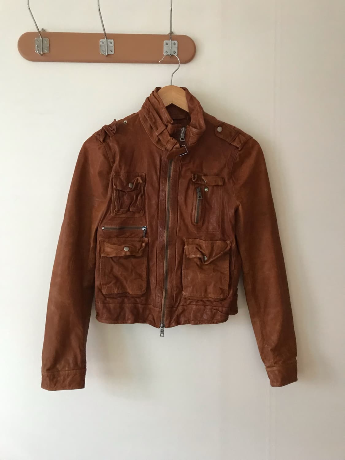 리얼 레더 카멜 카고 레더자켓 상품이미지5